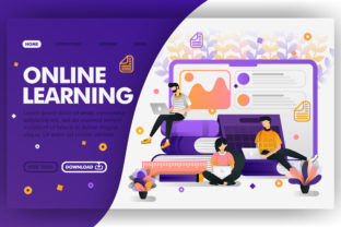 Download Vector of Student Studying with Internet - Vector Collection
