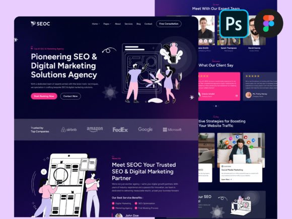 Download SEO &amp; Digital Marketing Figma Design PSD - Marketing Collection