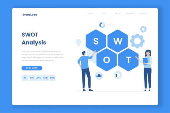 Download SWOT Analysis Flat Vector Landing Page - Vector Collection