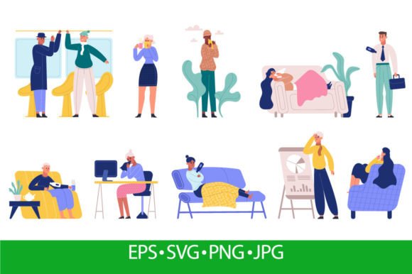 Download Sick People Suffering from Flu, Cold - Flu Collection