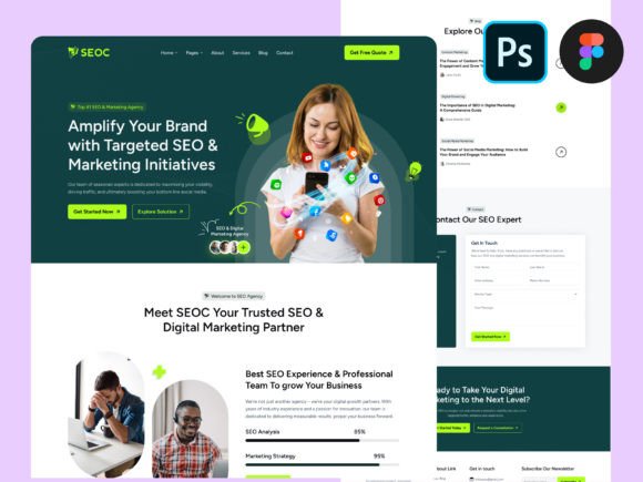Download SEO &amp; Digital Marketing Figma Design PSD - Marketing Collection