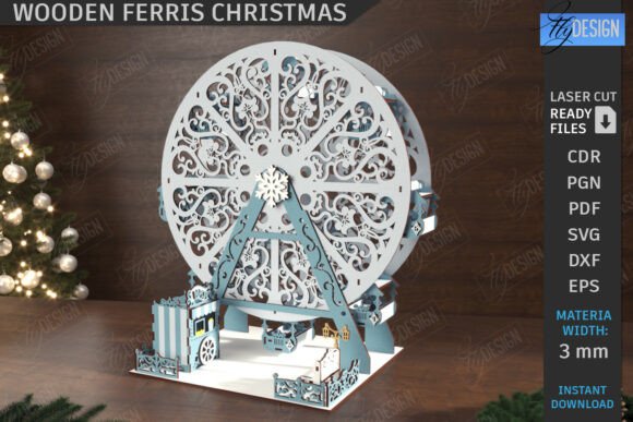 Download Wooden Ferris Wheel Model Laser Cut|Xmas - Premium Resources
