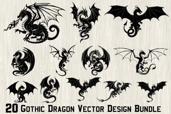 Download 20 Gothic Dragon Vector Design Bundle - Vector Collection