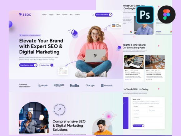 Download SEO &amp; Digital Marketing Figma Design PSD - Marketing Collection