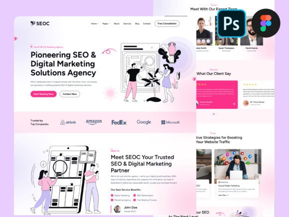 Download SEO &amp; Digital Marketing Figma Design PSD - Marketing Collection