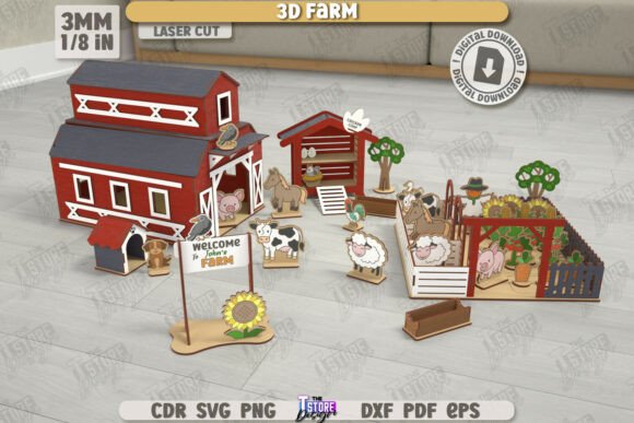 Download 3D Farm Model Laser Cut Set | DIY Model - Model Collection