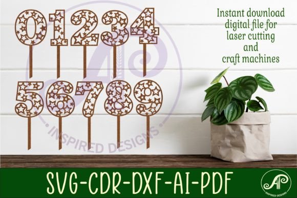 Download Star Number Cake Toppers SVG Cut Files - Premium Bundle